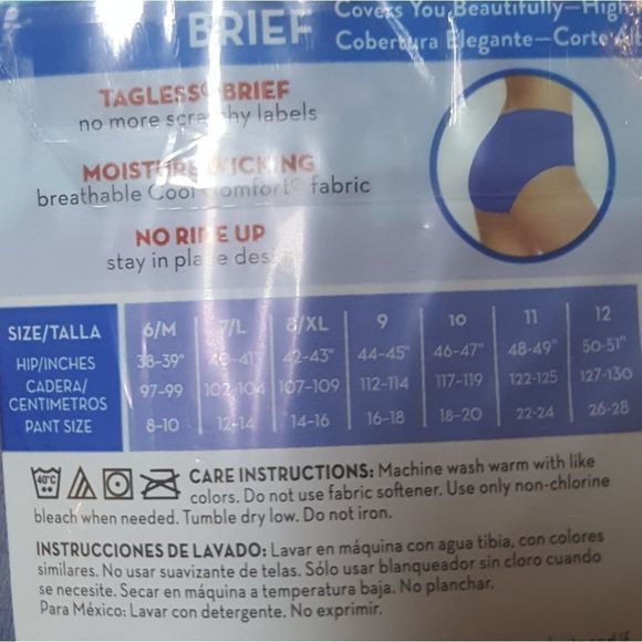 Hanes Underwear Cotton Wicking Cool Comfort Briefs Women’s 12 NEW Tagless - Picture 2 of 3